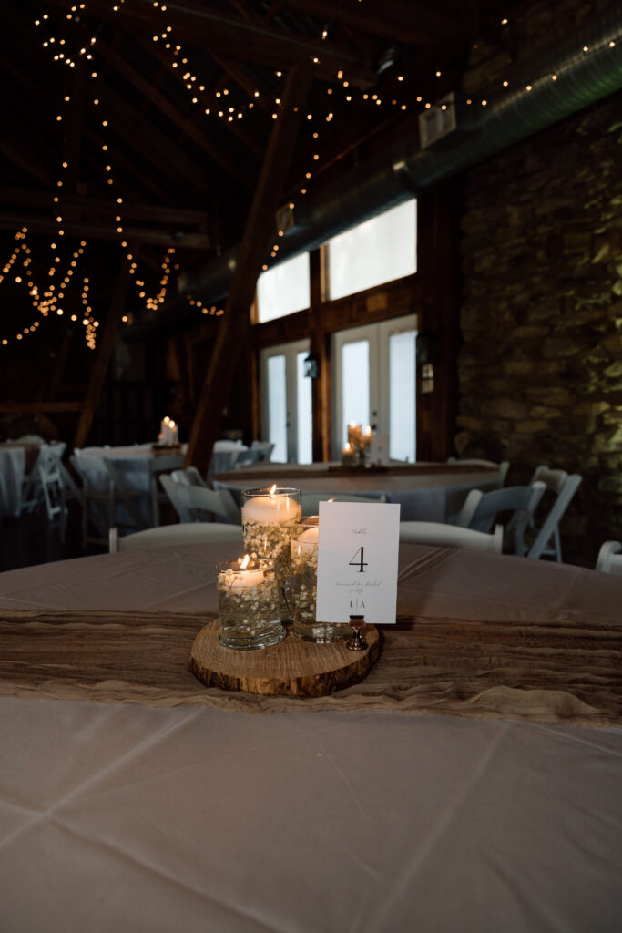 Table setting details at wedding reception in Pennsylvania