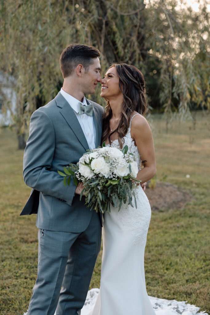 Bride and groom lock eyes after Pennsylvania wedding ceremony