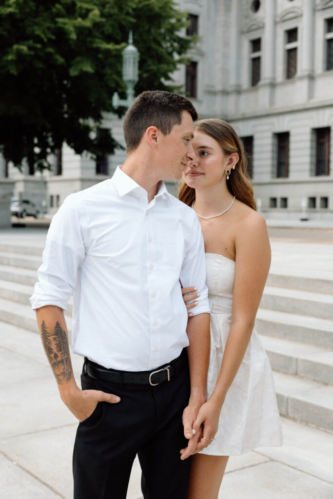 Pennsylvania couple lock eyes and hold hands at the Capitol