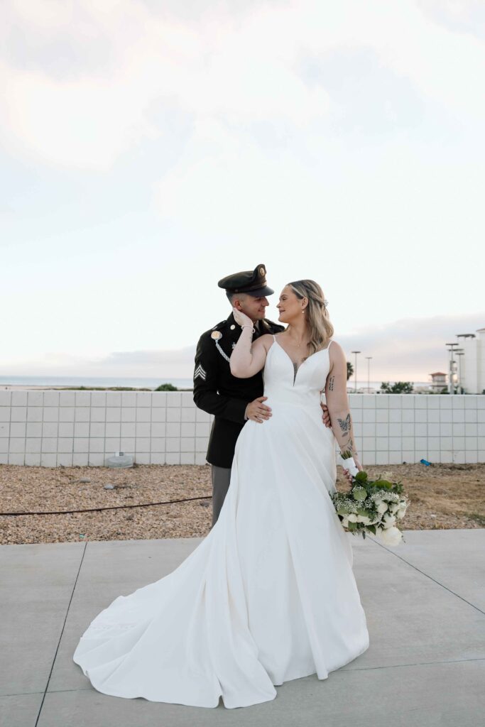 Wedding portraits of the newlyweds taken by their destination wedding photographer.