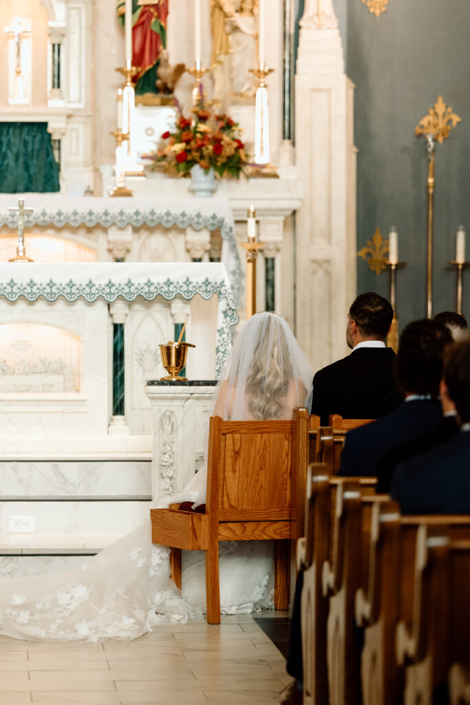 Elegant wedding photos of the bride and groom enjoying their wedding ceremony.